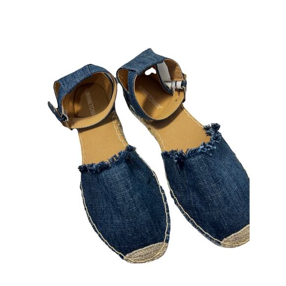 Blue Jean Espadrilles Womens Minnetonka Prima Sandals 10M Low Wedge Ankle Strap - Picture 1 of 10